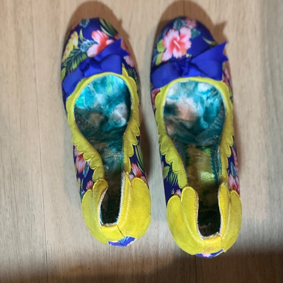 Irregular Choice Floral Heels with Blue and Yellow Accents - Picture 1 of 7